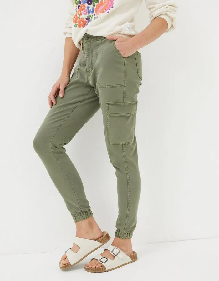 Hythe Cargo Trousers Khaki Green Women FatFace Trousers and Leggings