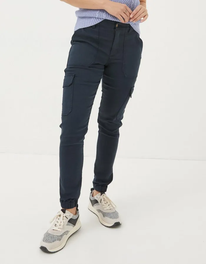 Hythe Cargo Trousers Navy Women FatFace Trousers and Leggings