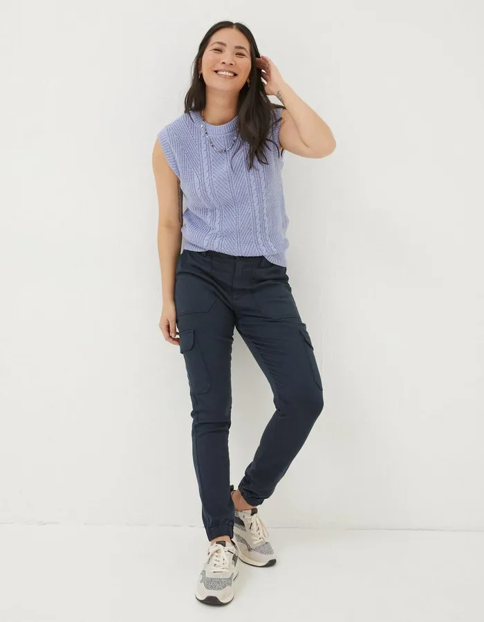 Hythe Cargo Trousers Navy Women FatFace Trousers and Leggings