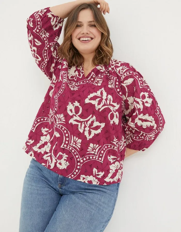 Imogen Broderie Floral Blouse Plum Women FatFace Shirts and Blouses