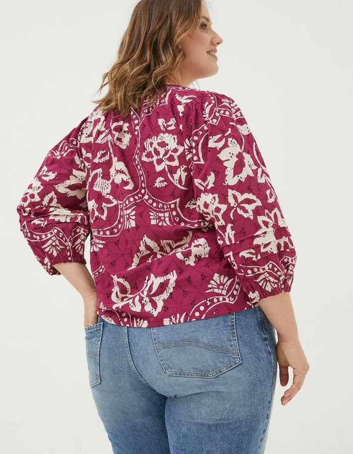 Imogen Broderie Floral Blouse Plum Women FatFace Shirts and Blouses