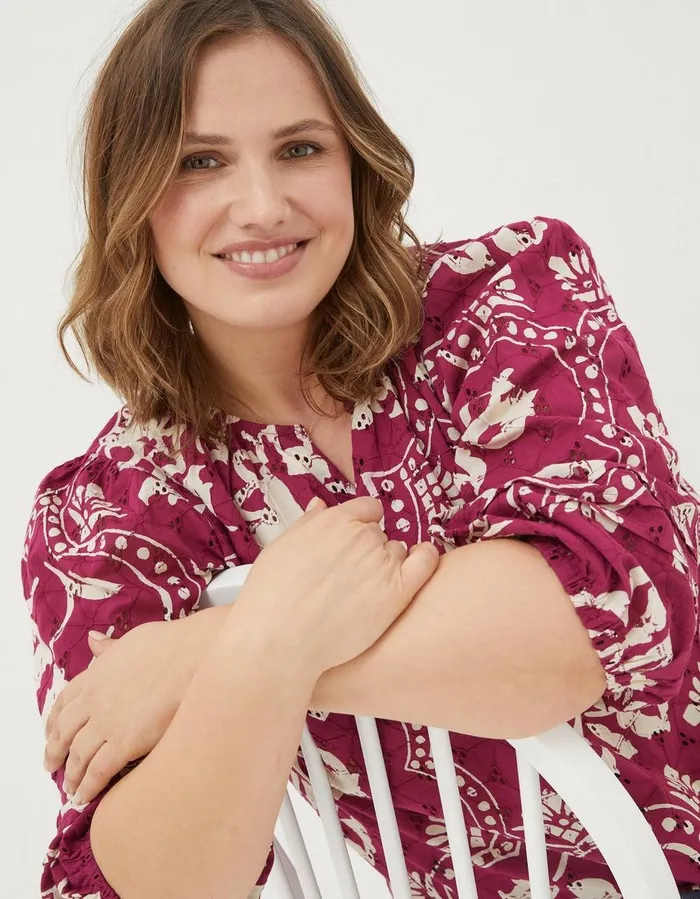 Imogen Broderie Floral Blouse Plum Women FatFace Shirts and Blouses