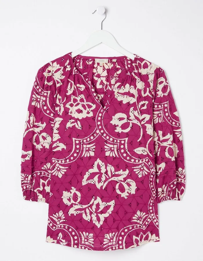 Imogen Broderie Floral Blouse Plum Women FatFace Shirts and Blouses