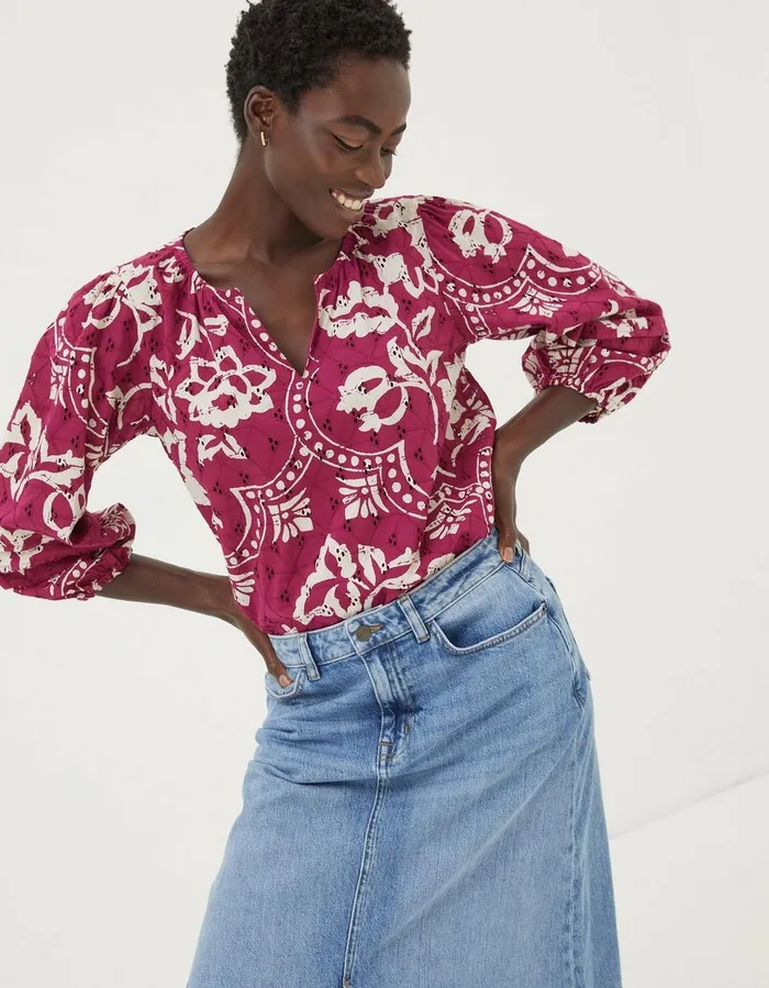 Imogen Broderie Floral Blouse Plum Women FatFace Shirts and Blouses