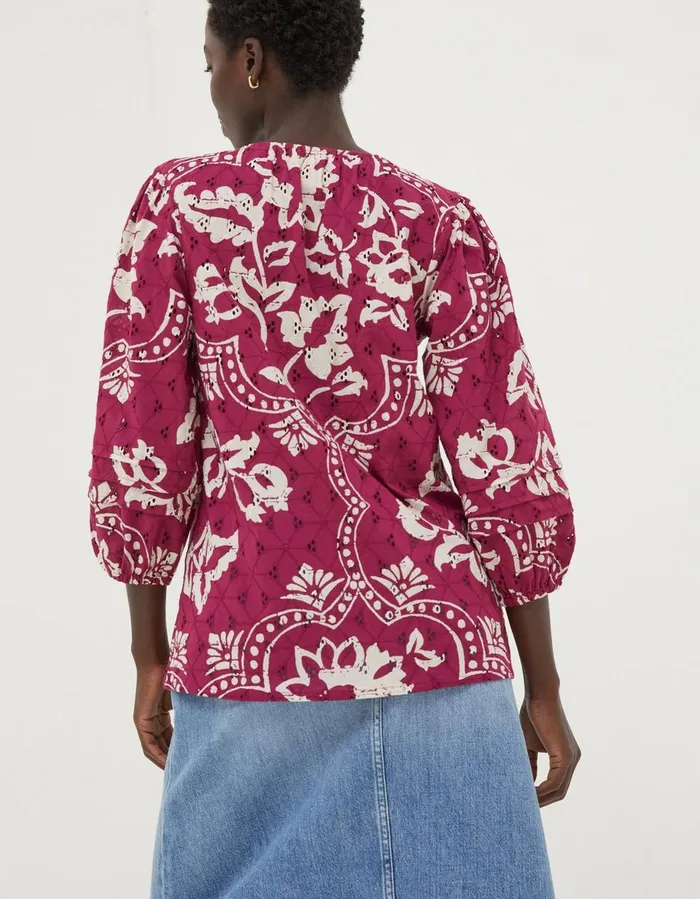 Imogen Broderie Floral Blouse Plum Women FatFace Shirts and Blouses