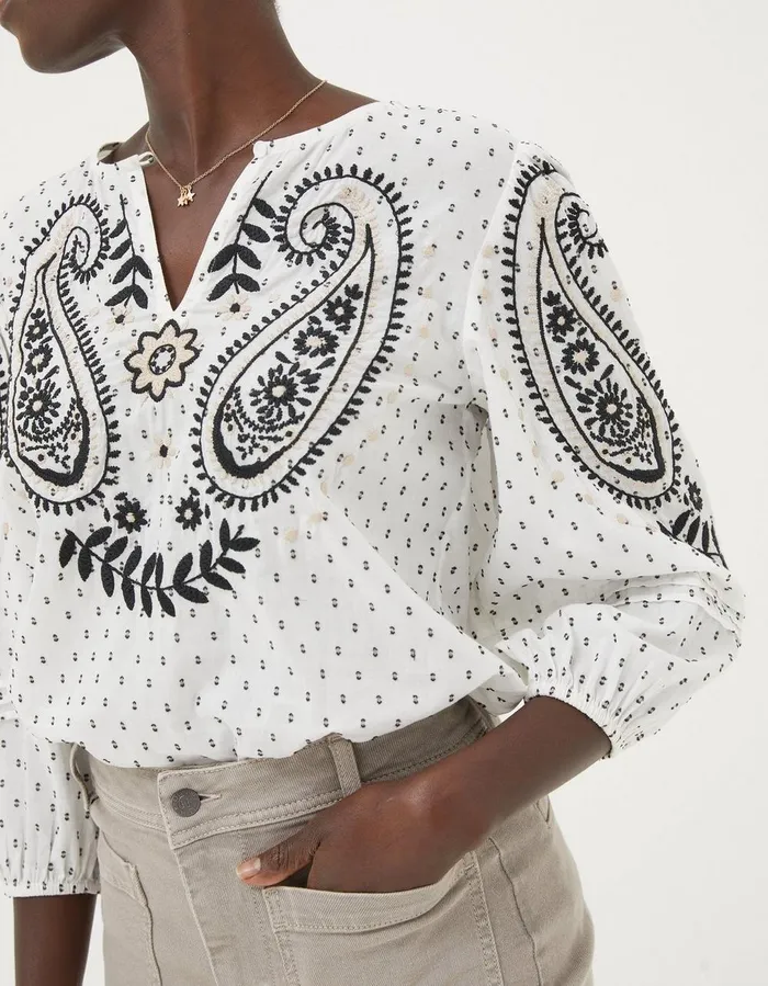 Imogen Embroidered Blouse Ivory Women FatFace Shirts and Blouses