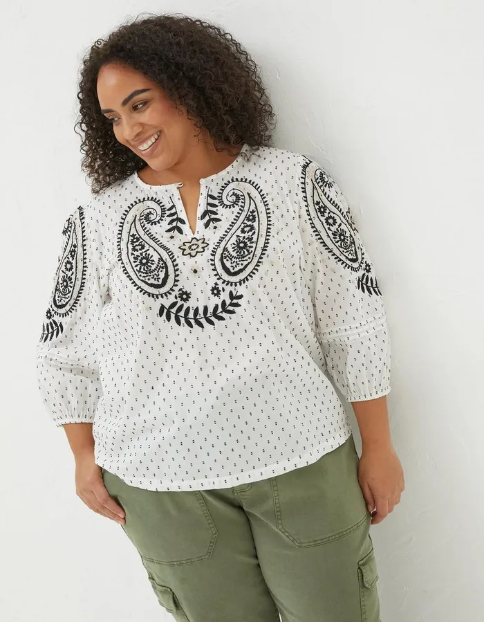 Imogen Embroidered Blouse Ivory Women FatFace Shirts and Blouses