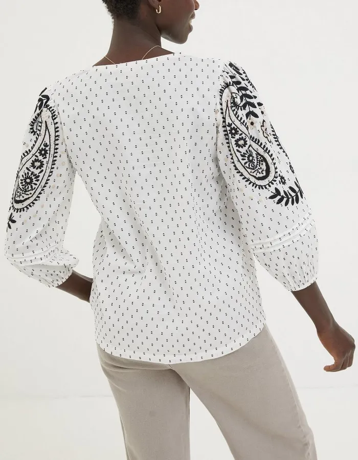 Imogen Embroidered Blouse Ivory Women FatFace Shirts and Blouses