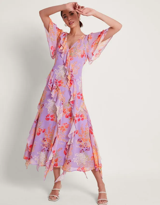 Imogen Ruffle Dress Purple Women Monsoon Dresses