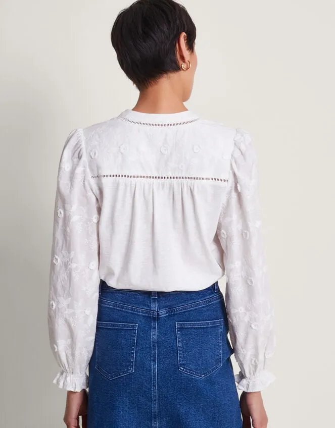 Indi Embroidered Sleeve Shirt Ivory Women Monsoon Tops and Blouses