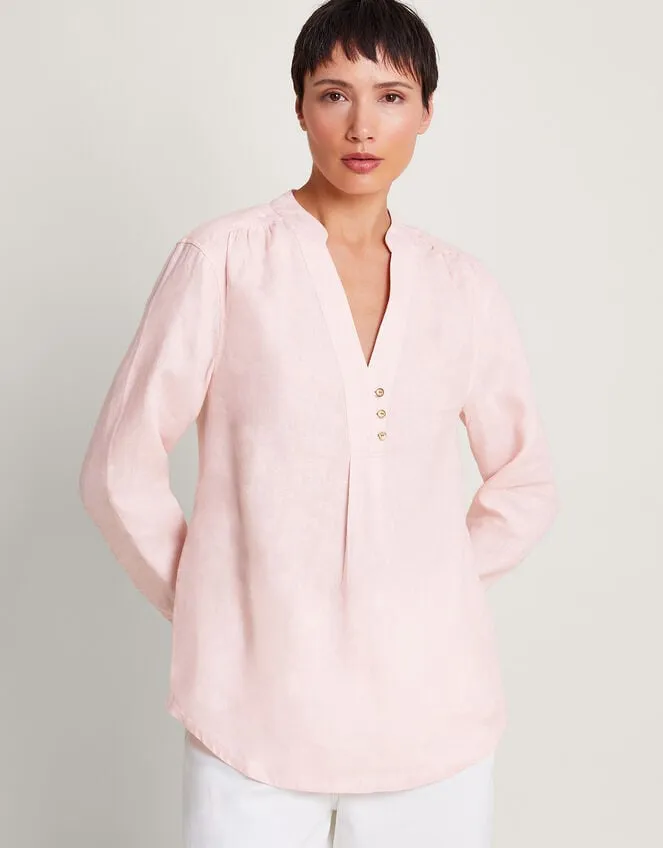 India Linen Shirt Pink Women Monsoon Tops and Blouses