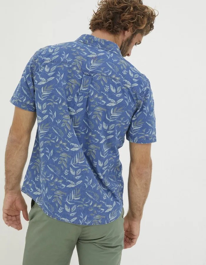 Indigo Leaf Print Shirt Blue Men FatFace Shirts