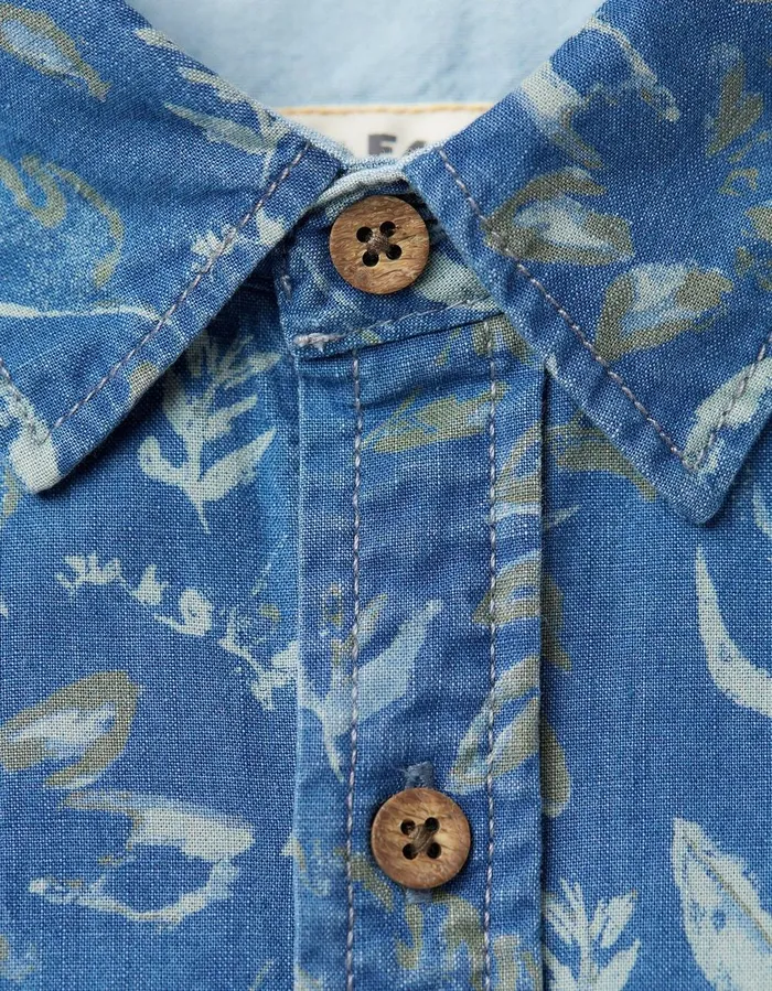 Indigo Leaf Print Shirt Blue Men FatFace Shirts