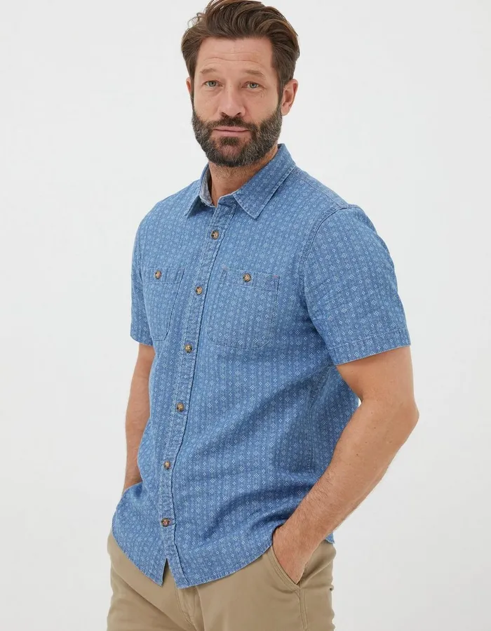 Indigo Print Shirt Blue Men FatFace Shirts