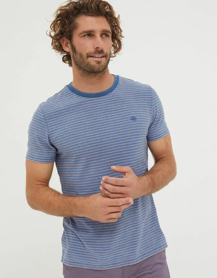 Indigo Stripe TShirt Pink Men FatFace TShirts