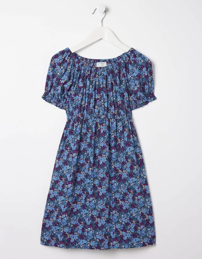 Ink Floral Printed Midi Dress Blue Girls FatFace Dresses Skirts and Jumpsuits