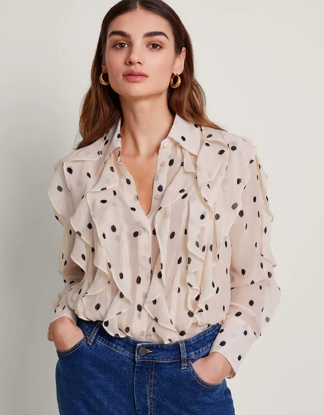 Irene Ruffle Spot Blouse Ivory Women Monsoon Tops and Blouses