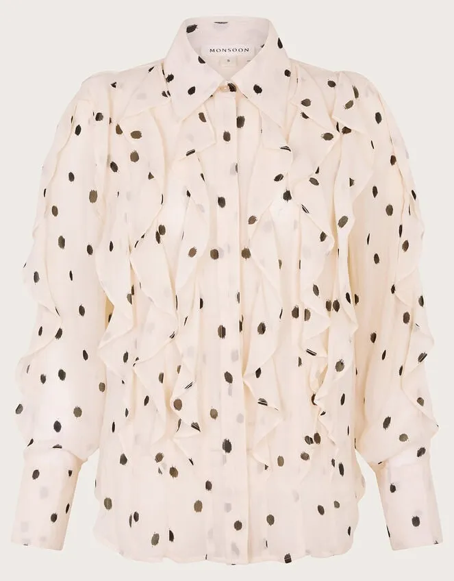 Irene Ruffle Spot Blouse Ivory Women Monsoon Tops and Blouses