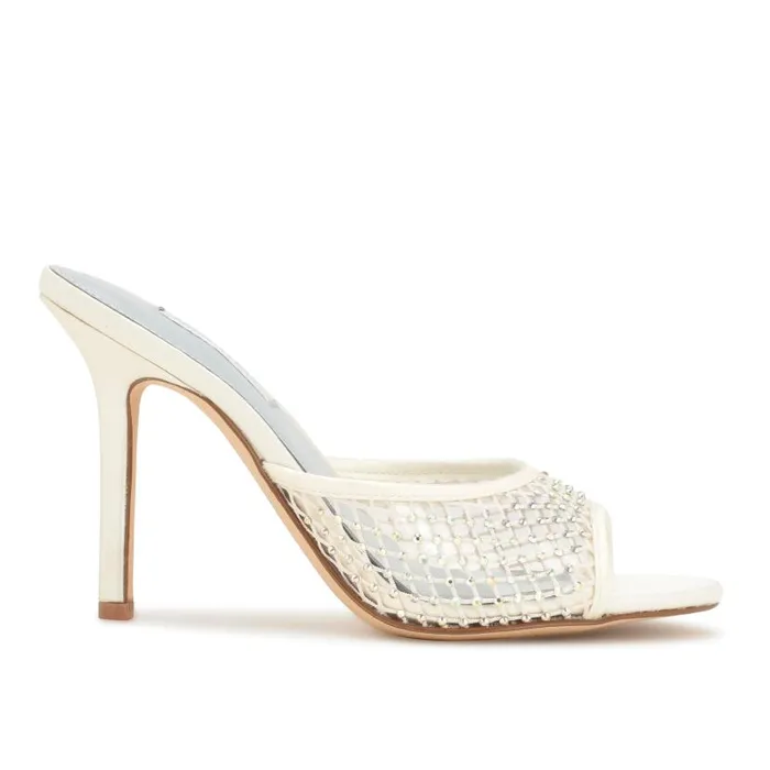 Iriep Heeled Slide Sandals Ivory Mesh Women Nine West Heels