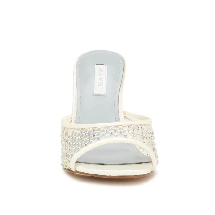 Iriep Heeled Slide Sandals Ivory Mesh Women Nine West Heels