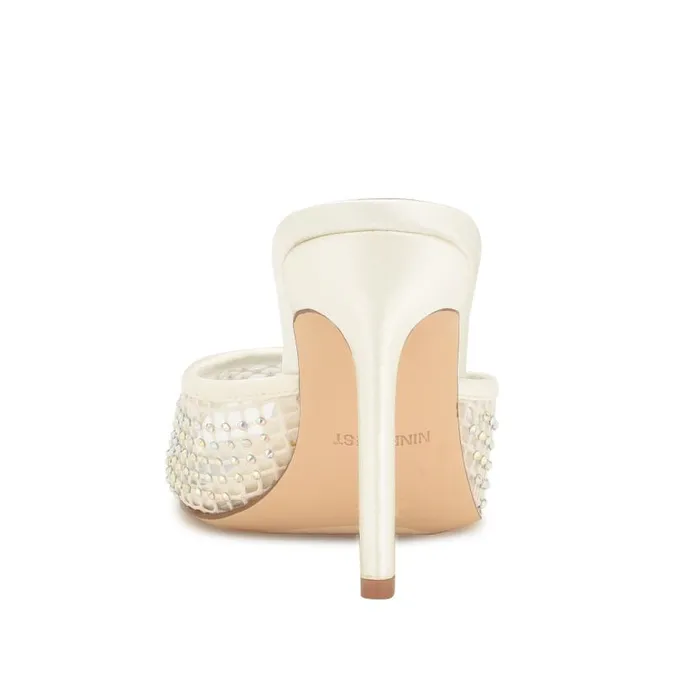 Iriep Heeled Slide Sandals Ivory Mesh Women Nine West Heels