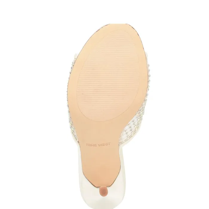 Iriep Heeled Slide Sandals Ivory Mesh Women Nine West Heels