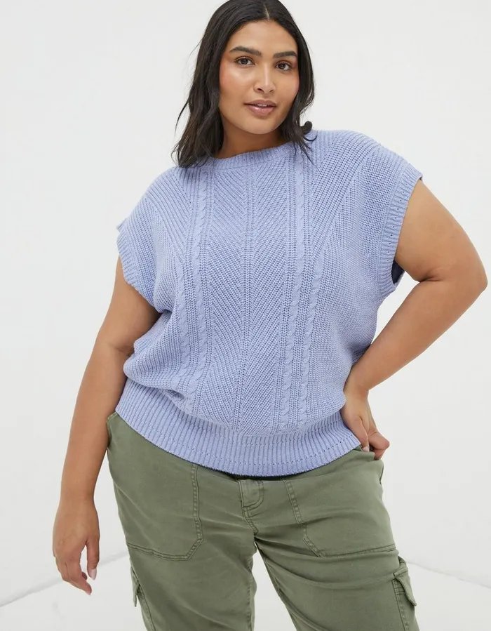 Iris Cable Tank Washed Blue Women FatFace Knitwear