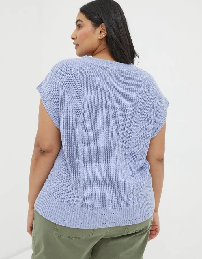 Iris Cable Tank Washed Blue Women FatFace Knitwear