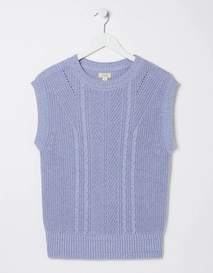 Iris Cable Tank Washed Blue Women FatFace Knitwear