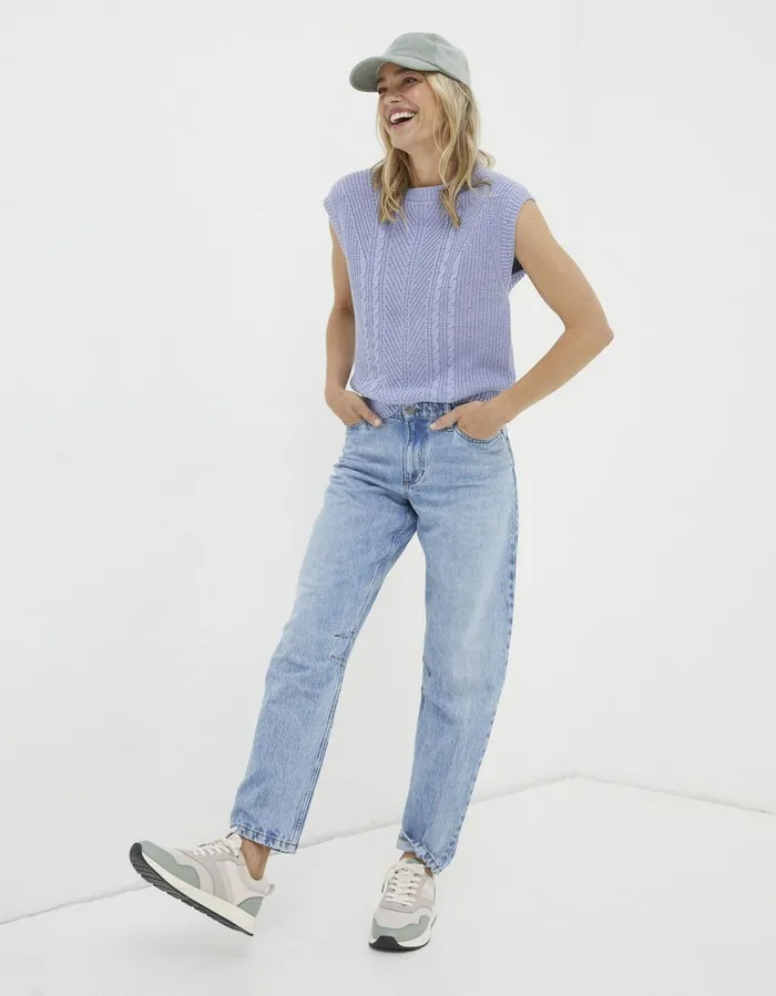 Iris Cable Tank Washed Blue Women FatFace Knitwear