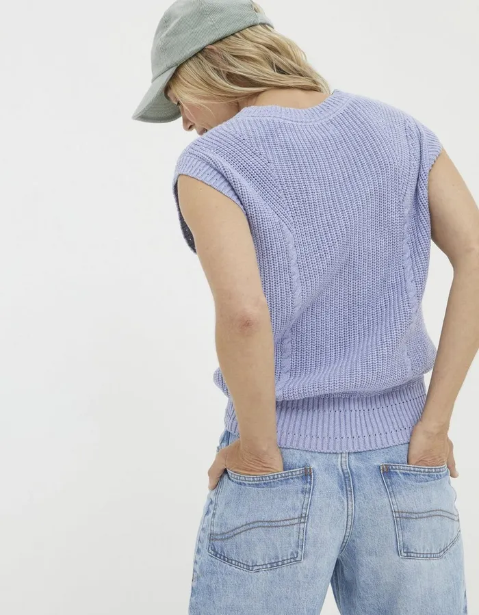 Iris Cable Tank Washed Blue Women FatFace Knitwear