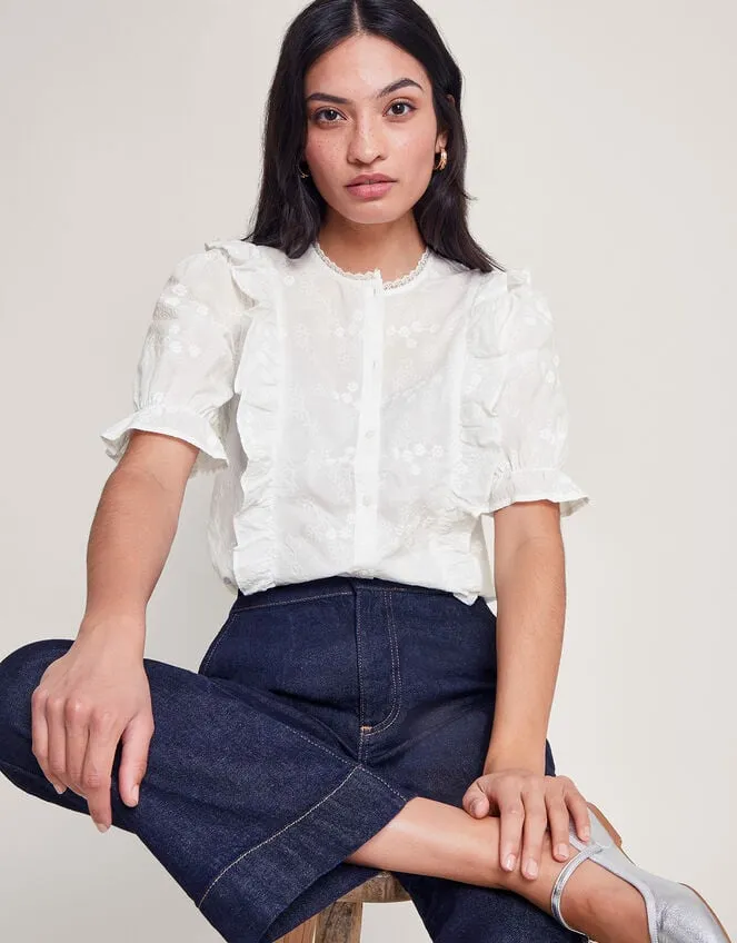 Iris Embroidered Blouse White Women Monsoon Tops and Blouses