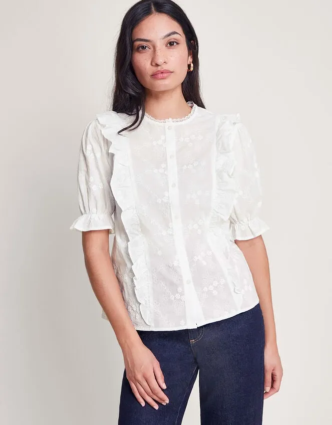 Iris Embroidered Blouse White Women Monsoon Tops and Blouses
