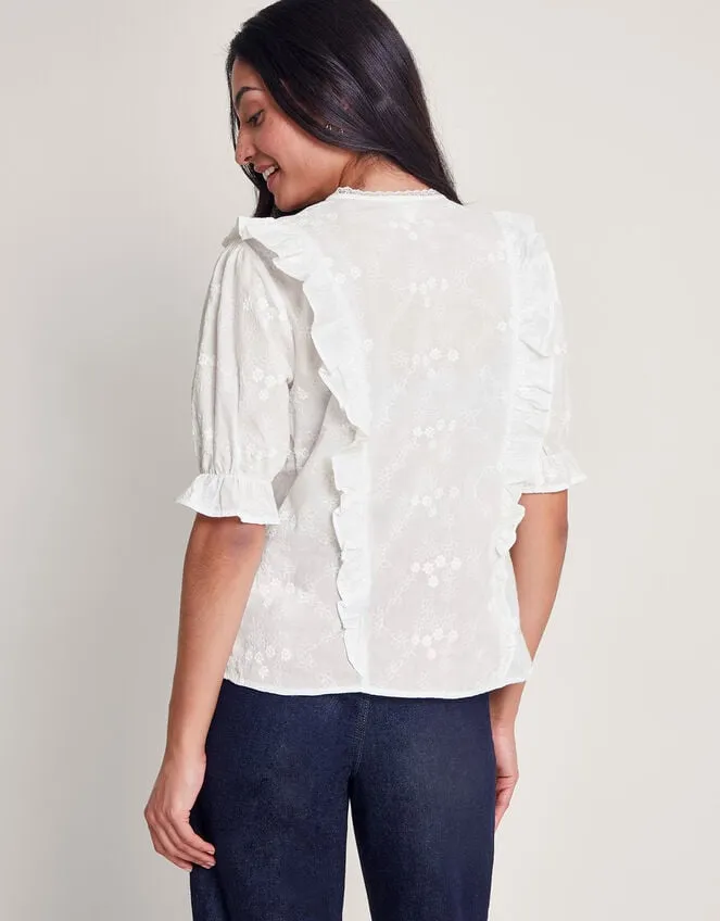 Iris Embroidered Blouse White Women Monsoon Tops and Blouses