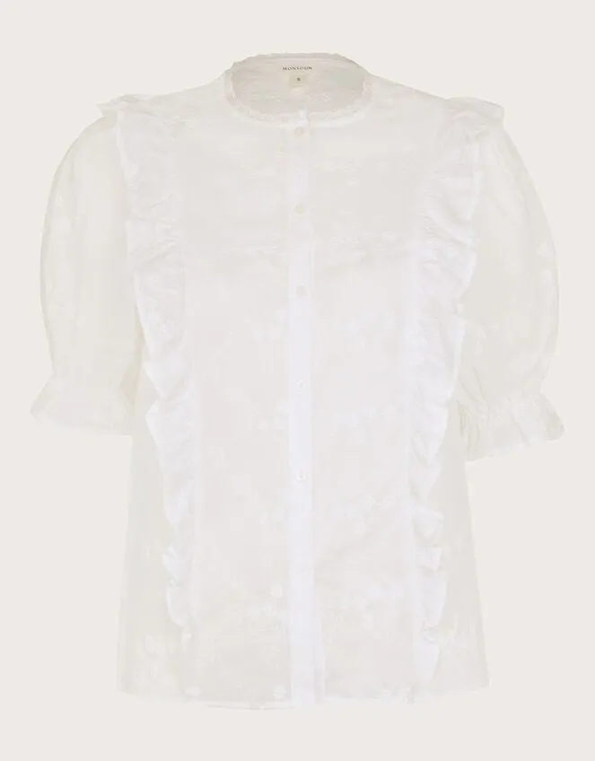 Iris Embroidered Blouse White Women Monsoon Tops and Blouses