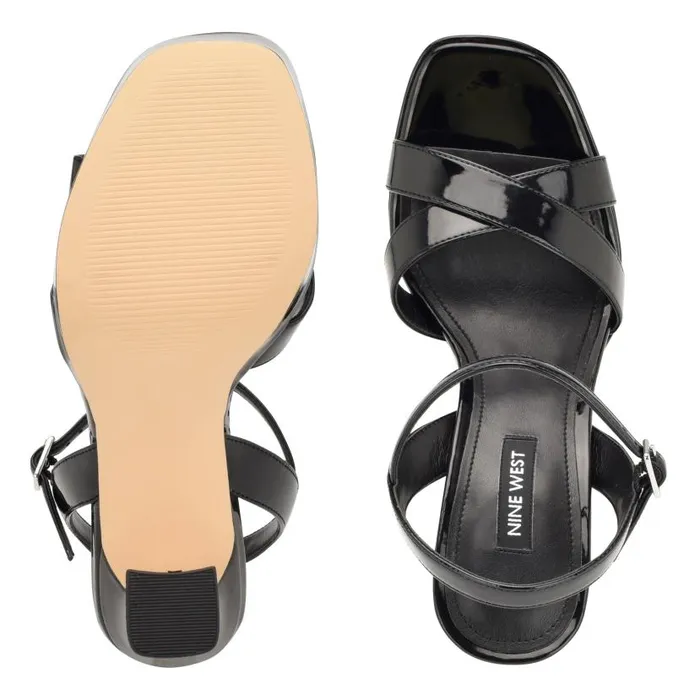 Iriv Platform Sandals Black Patent Women Nine West Sandals