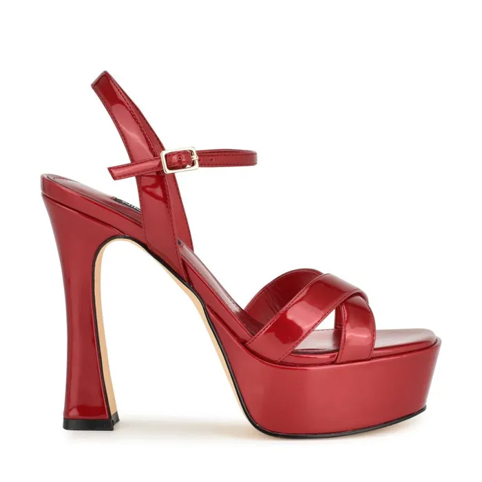 Iriv Platform Sandals Red Patent Women Nine West Sandals