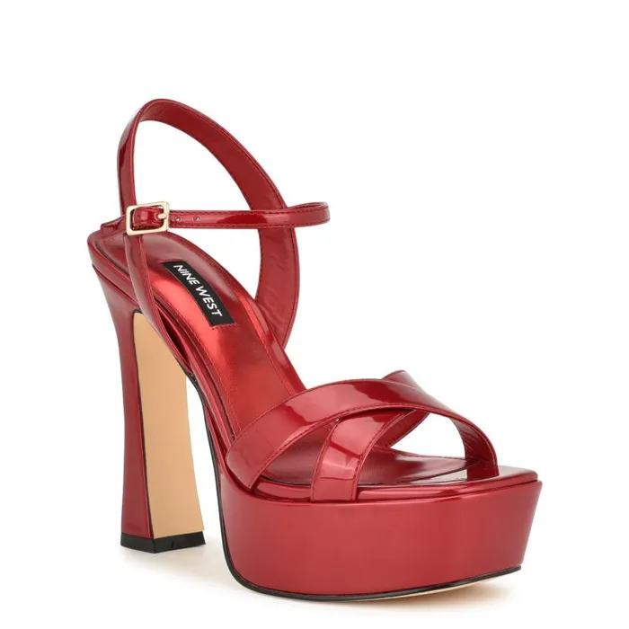 Iriv Platform Sandals Red Patent Women Nine West Sandals