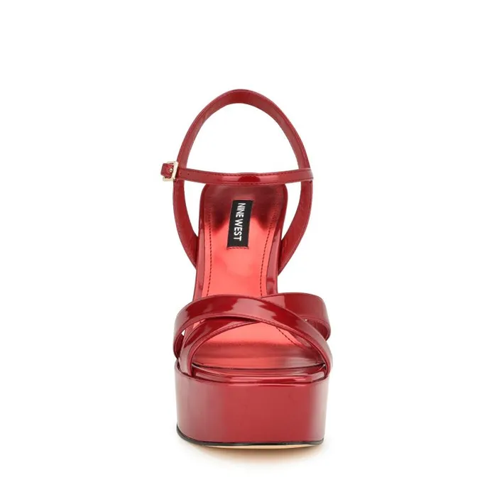 Iriv Platform Sandals Red Patent Women Nine West Sandals