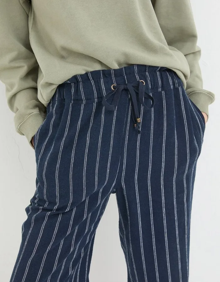 Iva Stripe Linen Blend Trousers Navy Women FatFace Trousers and Leggings