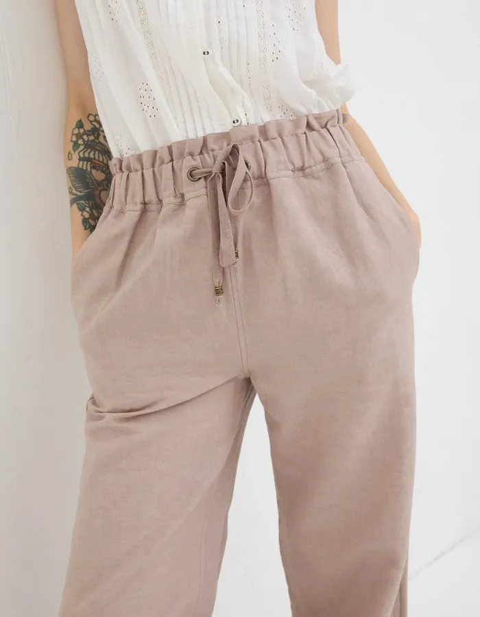 Iva Wide Leg Linen Trousers Natural Women FatFace Trousers and Leggings
