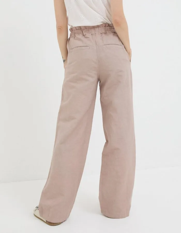 Iva Wide Leg Linen Trousers Natural Women FatFace Trousers and Leggings