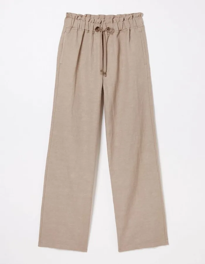 Iva Wide Leg Linen Trousers Natural Women FatFace Trousers and Leggings