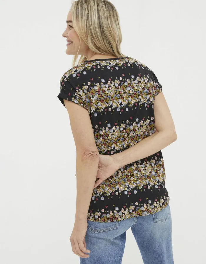 Ivy Scattered Ditsy TShirt Black Women FatFace Tops and TShirts