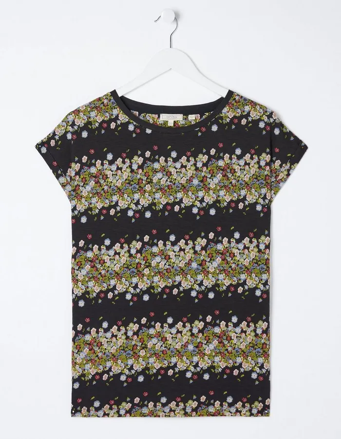 Ivy Scattered Ditsy TShirt Black Women FatFace Tops and TShirts