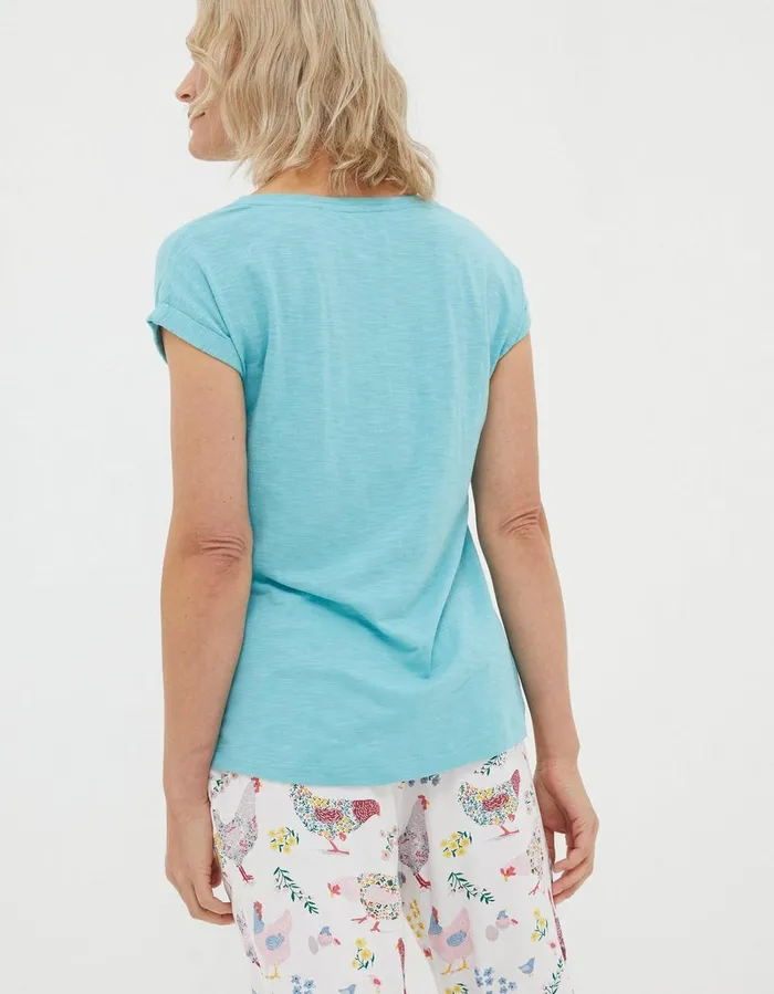Ivy TShirt Teal Blue Women FatFace Nightwear and Loungewear