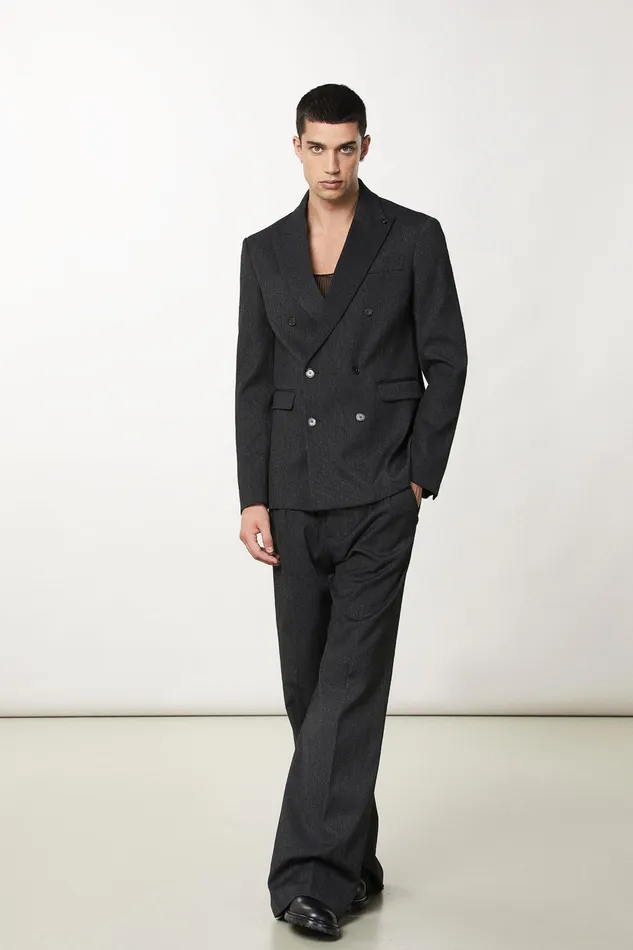 Jackets Men Patrizia Pepe DoubleBreasted CottonBlend Jacket Dark Gray