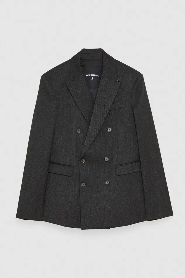 Jackets Men Patrizia Pepe DoubleBreasted CottonBlend Jacket Dark Gray