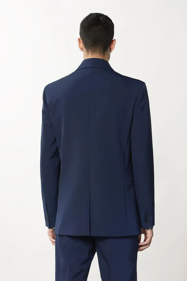 Jackets Men Patrizia Pepe DoubleBreasted Gabardine Jacket Atmosphere Blue