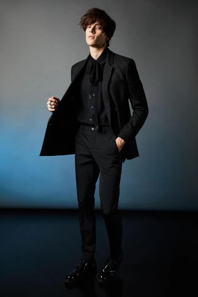 Jackets Men Patrizia Pepe DoubleBreasted Viscose Jacket Shiny Black